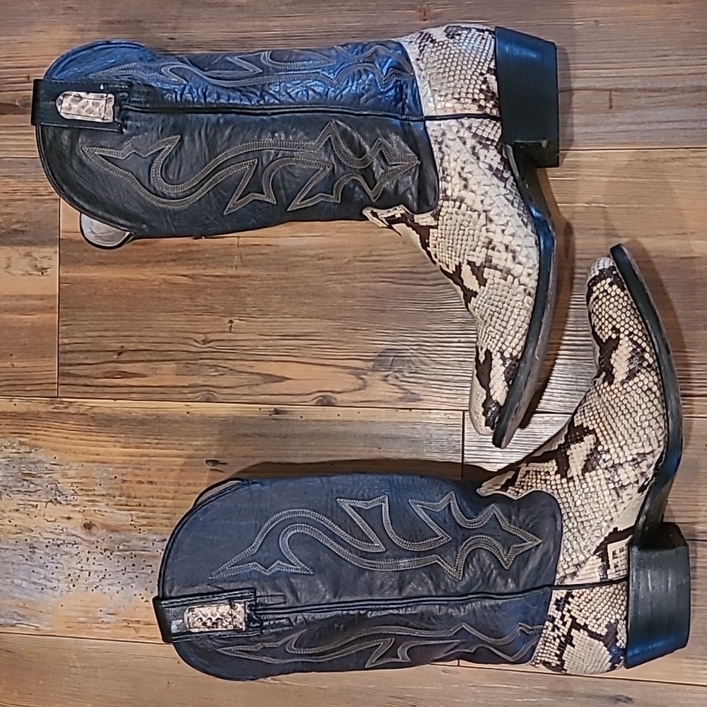 VINTAGE BISONTE COWBOY BOOTS "AVICK"Genuine Leather/Snakeskin,Unisex - Picture 6 of 17